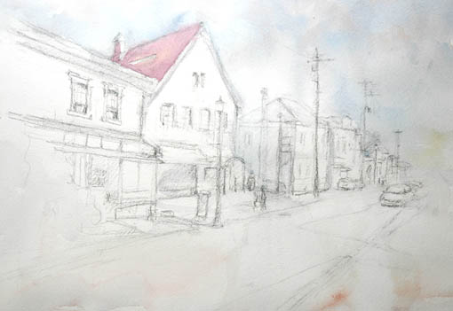 水彩画の描き方・・街並みを描く2