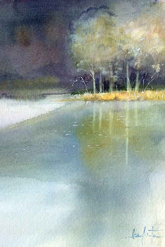 watercolor-lake-水彩画