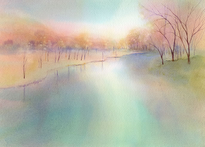 watercolor-lake-水彩画